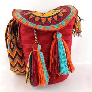 Wayuu Hand-woven Crossbody Bag with Covered Tassels